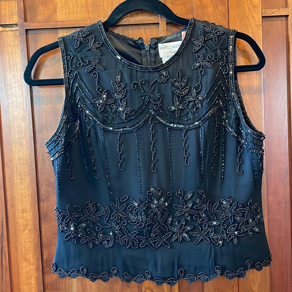Papell Boutique Beaded Sleeveless Evening Top- women’s PS